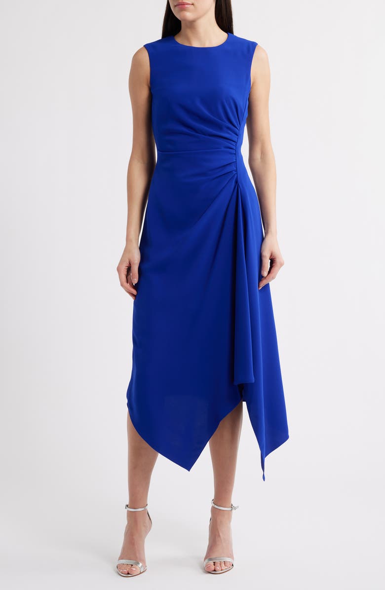 Amsale Asymmetric Hem Sleeveless Dress, Main, color, Cobalt