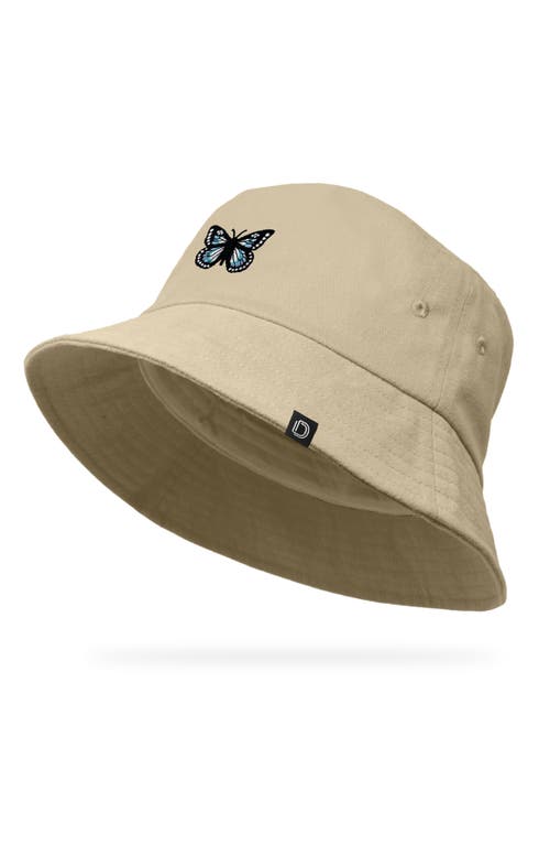 Dalix Butterfly Bucket Hat In Sesame Beige