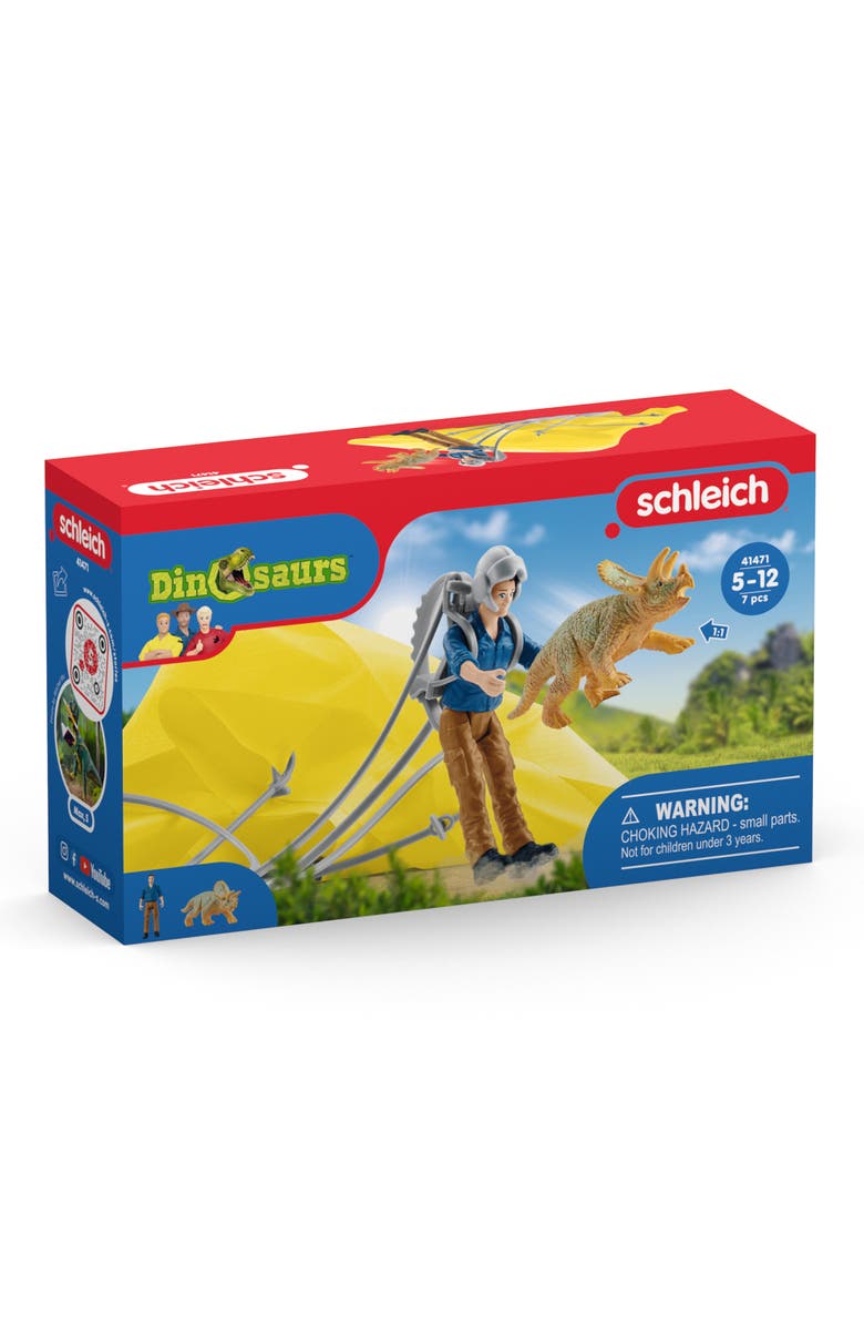 Schleich Dinosaurs Parachute Rescue, Figurine Playset, Multicolor, Kids 4+, Alternate, color, Multicolored