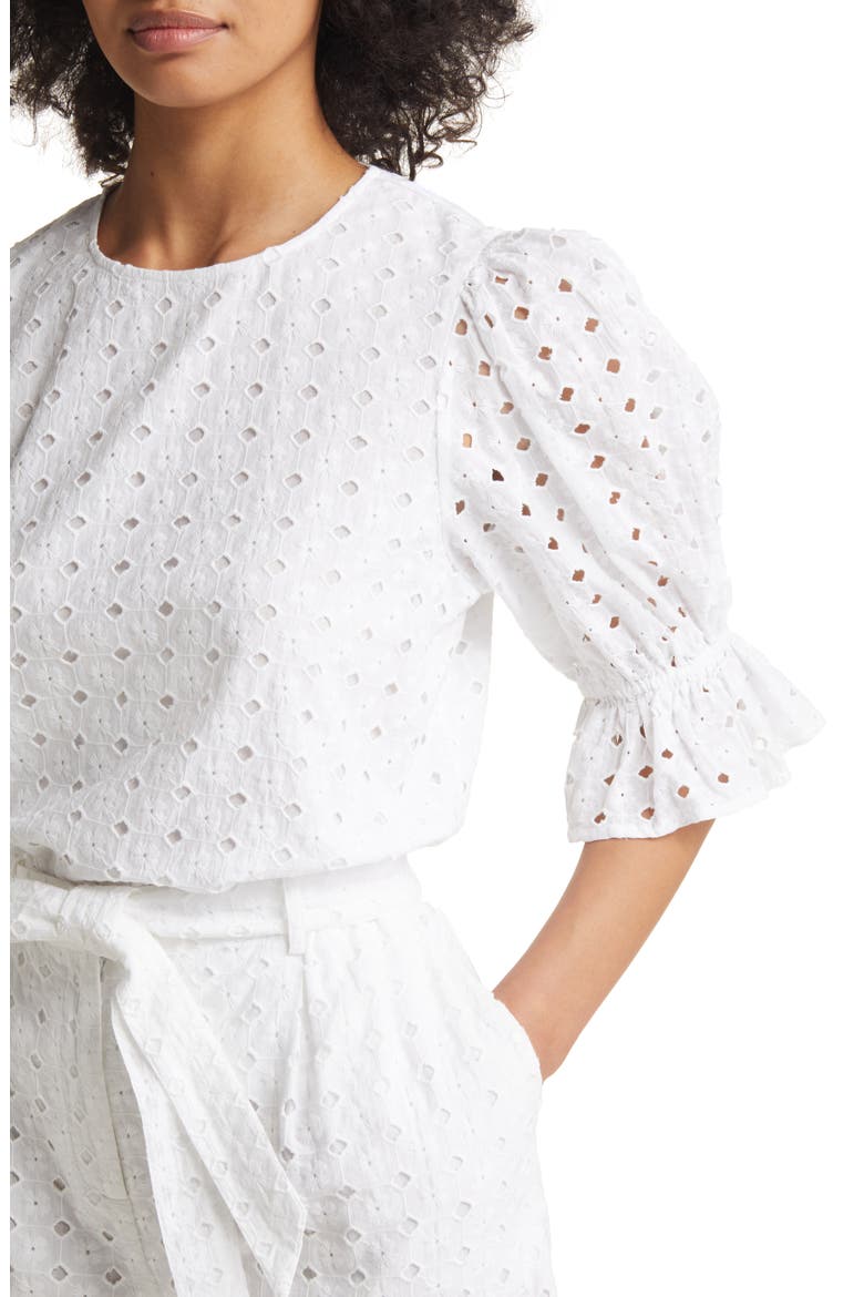 Matching Family Moments Eyelet Puff Sleeve Blouse, Alternate, color, WHITE