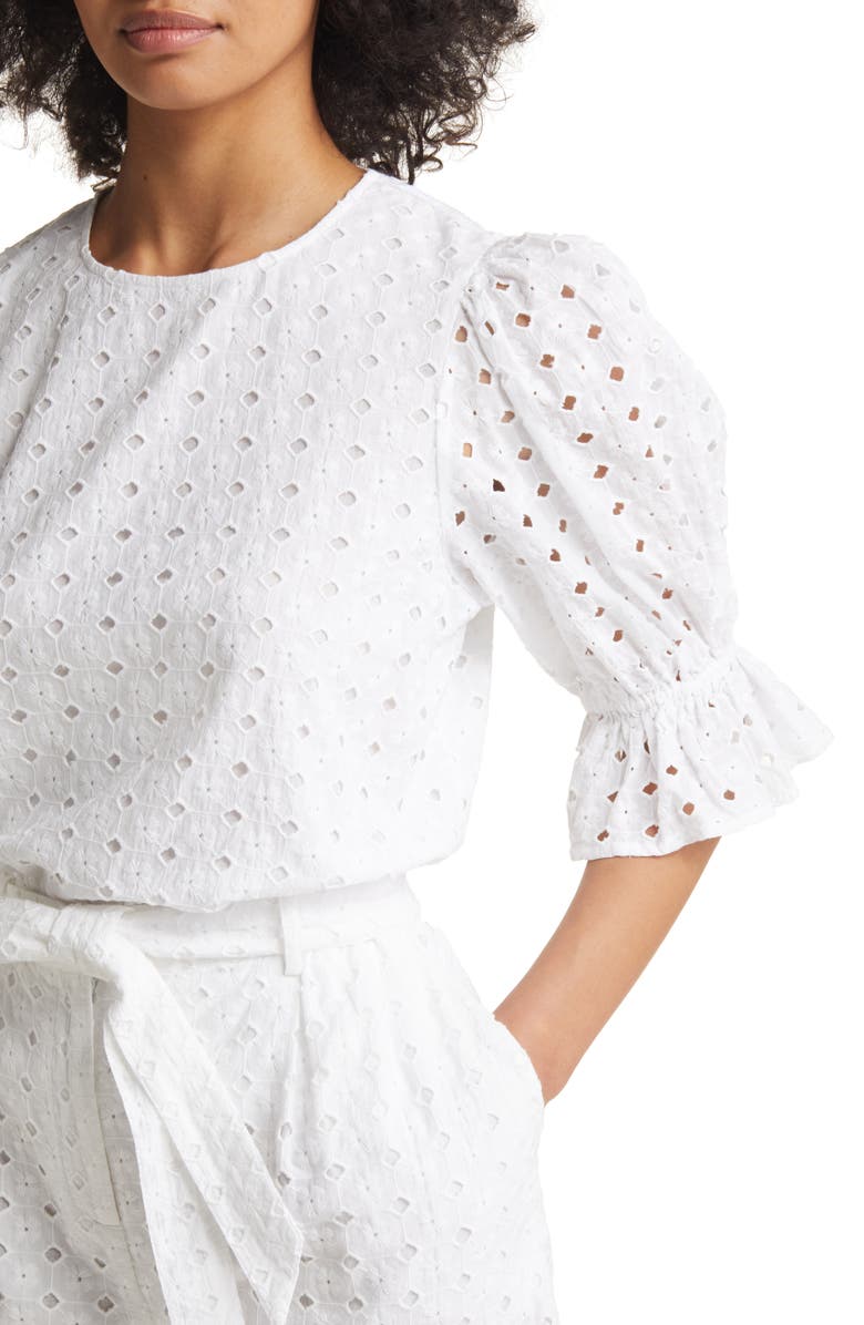 Nordstrom Matching Family Moments Eyelet Puff Sleeve Blouse, Alternate, color,