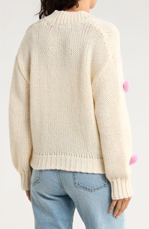 Roffe Accessories Heart Cardigan In Neutral