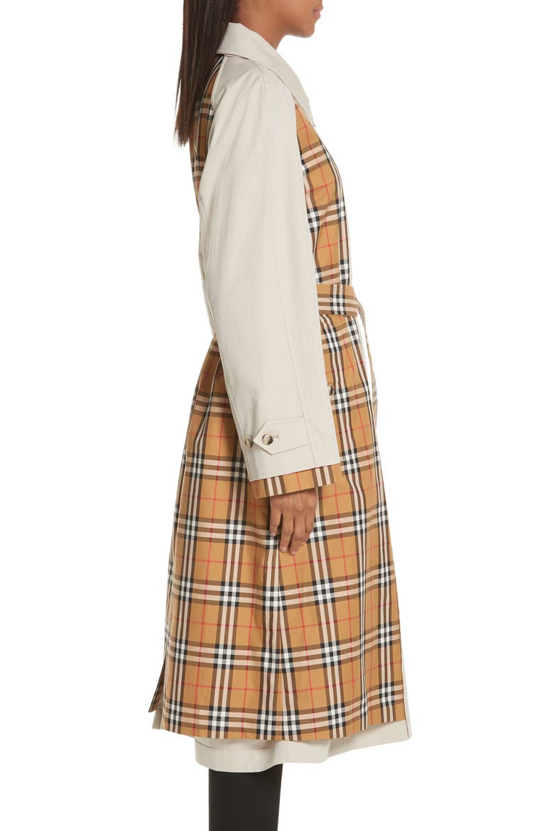 Guiseley Check Trench Coat, Alternate, color, STONE