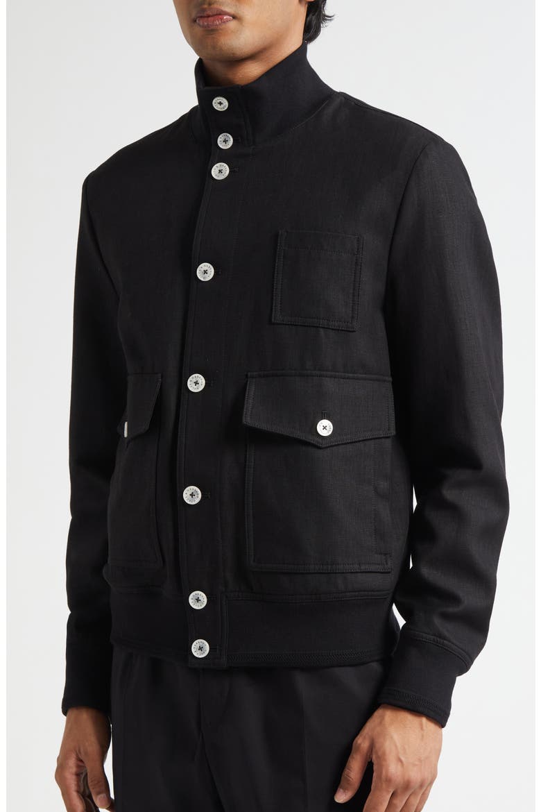 Linen Canvas Blouson Jacket, Alternate, color, N0000 NERO