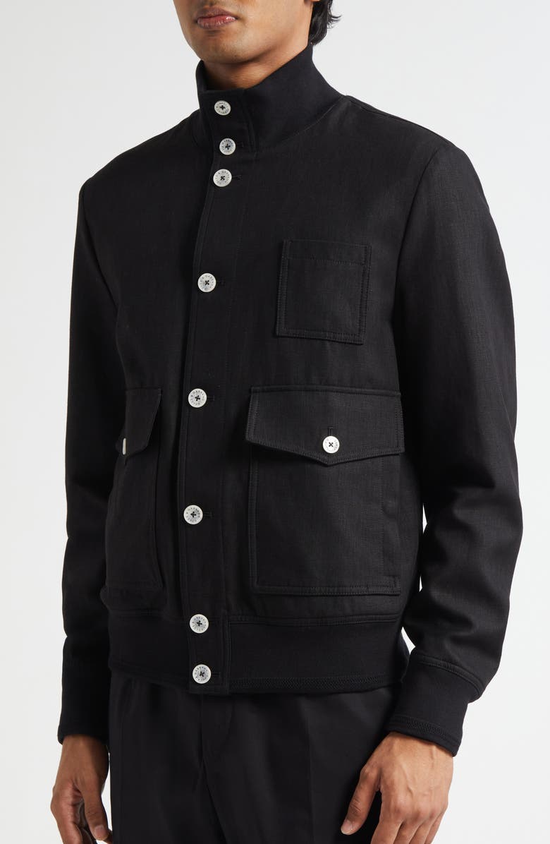 Dolce&Gabbana Linen Canvas Blouson Jacket, Alternate, color, N0000 Nero