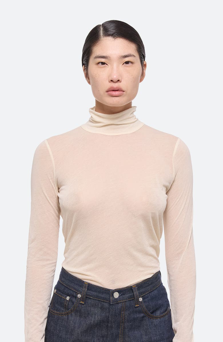 Helmut Lang Two Way Sheer Turtleneck Top, Alternate, color, Vanilla