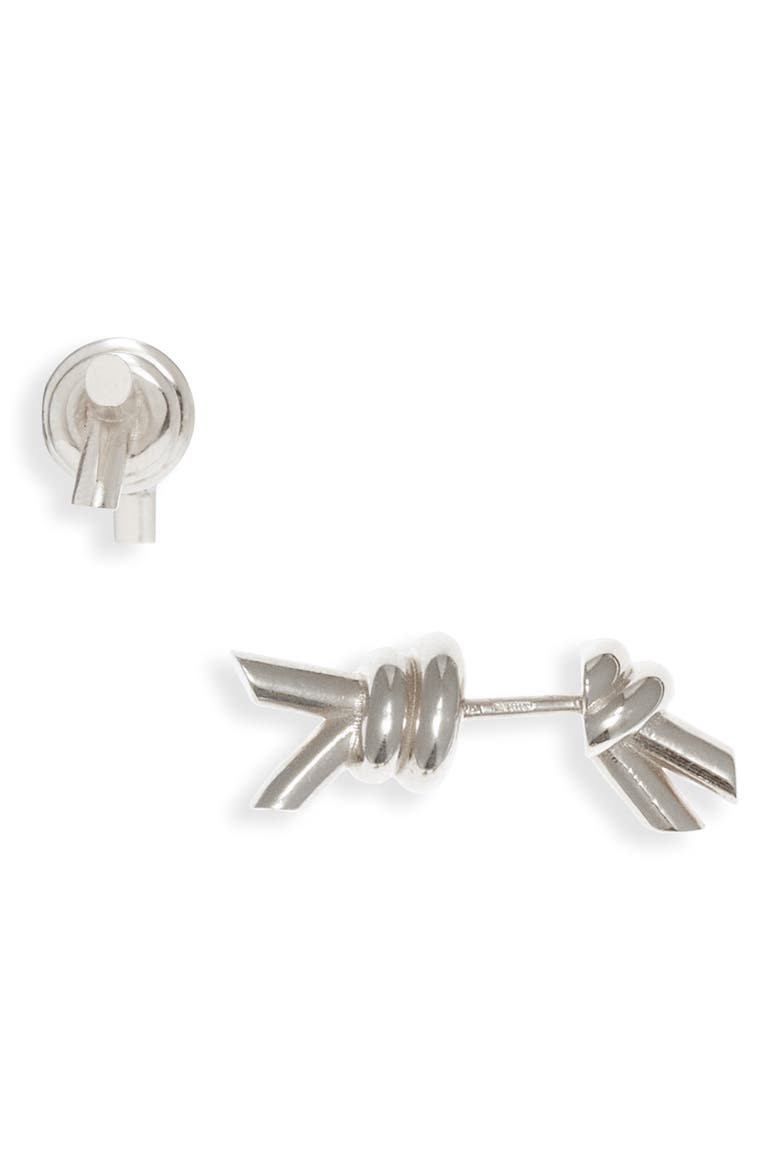 Knot Front/Back Earrings, Main, color, 8117 SILVER