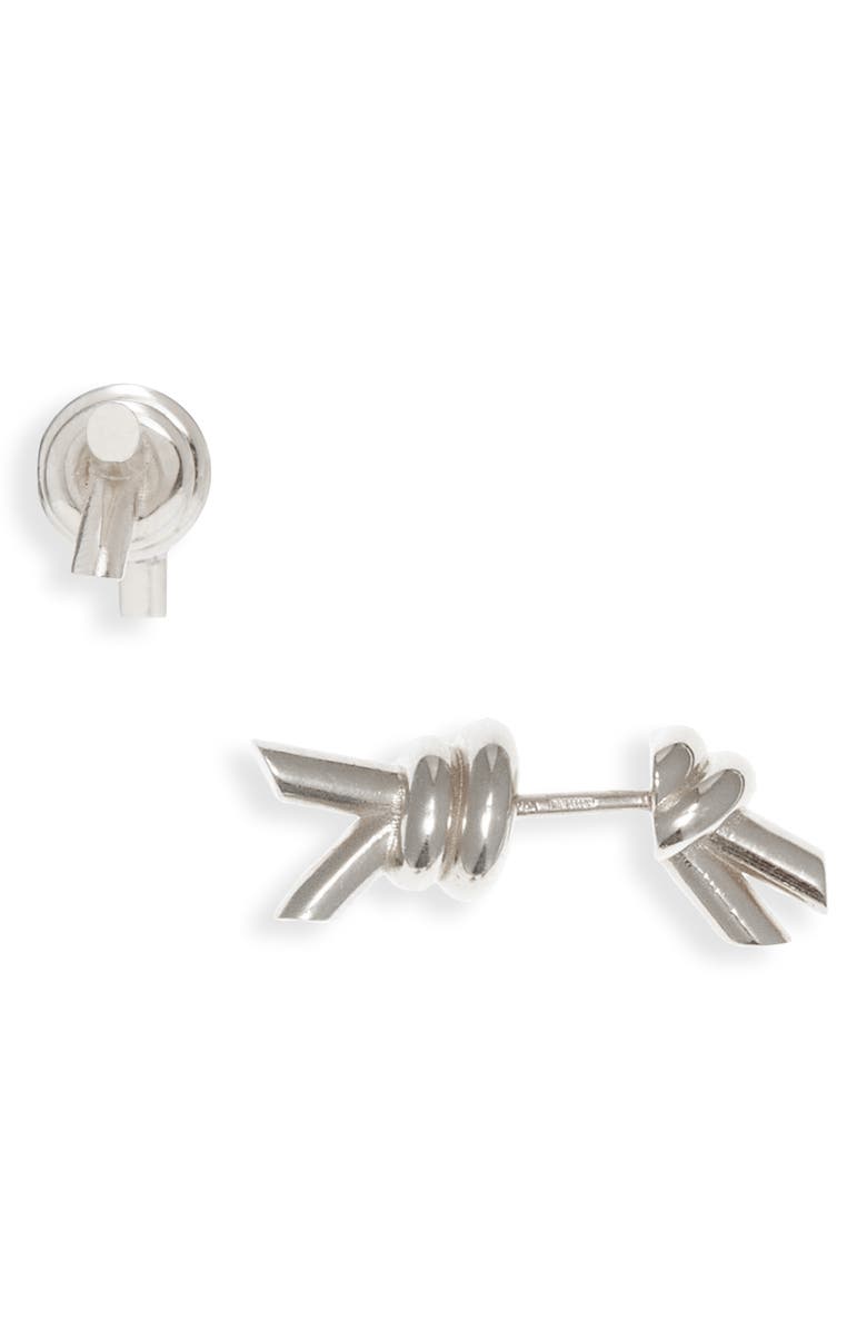 Bottega Veneta Knot Front/Back Earrings, Main, color, 8117 Silver