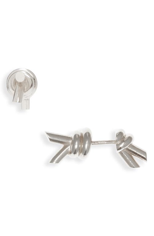 Bottega Veneta Knot Front/back Earrings In 8117 Silver