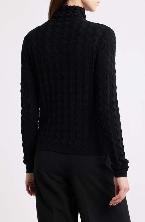 Margaret O'leary 3-d Cotton Turtleneck In Black