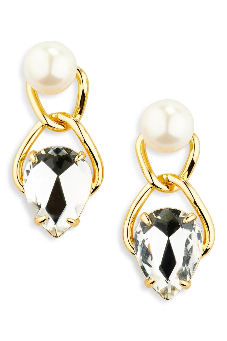 Grecian Vessel Drop Earrings, Main, color, PEARL