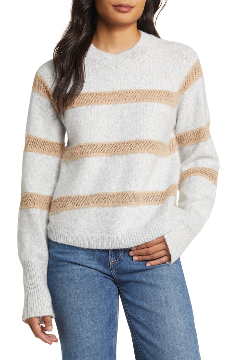 Wit & Wisdom Stripe V-Neck Sweater, Main, color, 