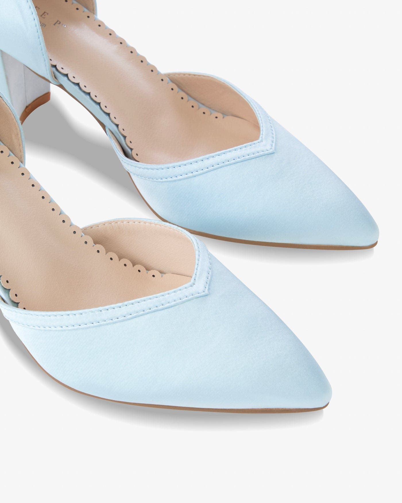 Kailee P Sally Satin Block Heels Wedding Shoes, Alternate, color, Light Blue