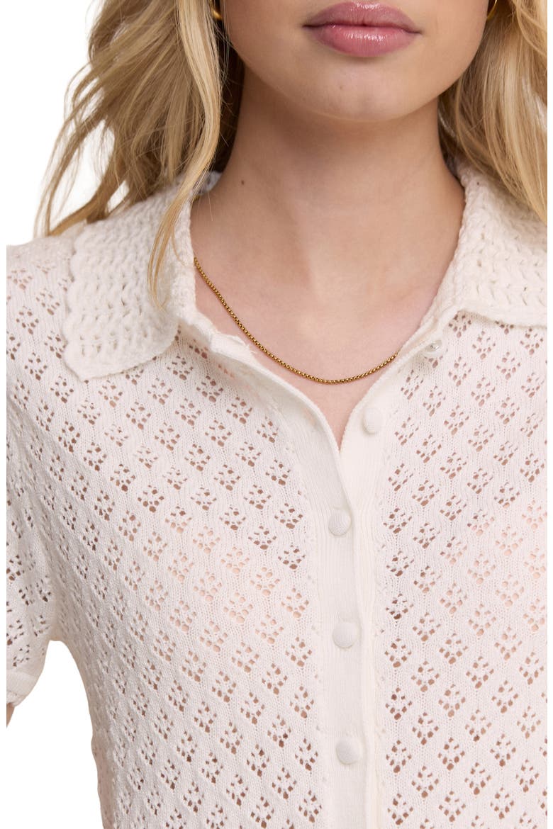 Open Knit Short Sleeve Cardigan, Alternate, color, WHITE