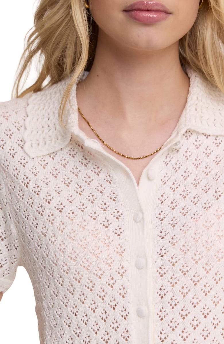 Nobody's Child Open Knit Short Sleeve Cardigan, Alternate, color, White