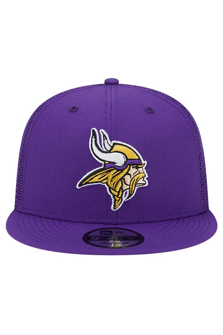 Men's New Era Purple Minnesota Vikings Main Trucker 9FIFTY Snapback Hat, Alternate, color, Purple