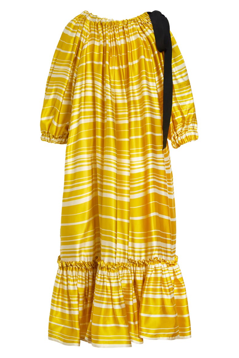 Stripe Balloon Sleeve Flounce Shift Dress, Alternate, color, YELLOW