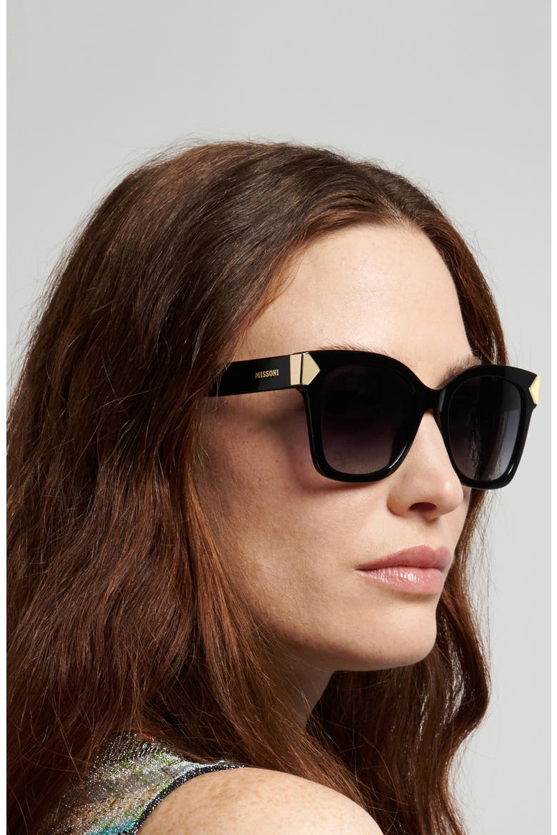 52mm Gradient Square Sunglasses, Alternate, color, BLACK/ DARK GREY SF