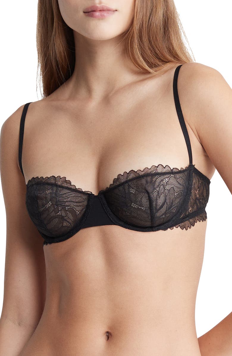 Calvin Klein Floral Lace Underwire Unlined Balconette Bra, Main, color, 