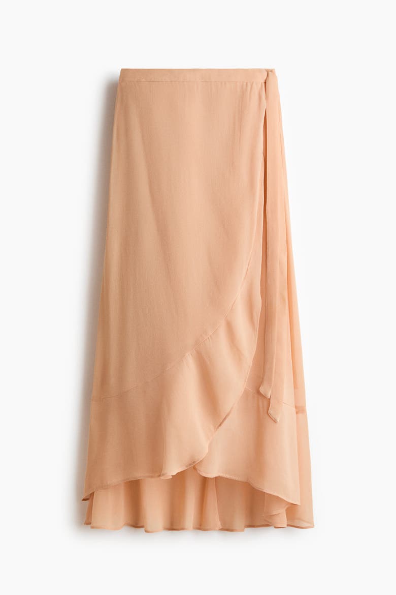 Flounced Wrap Skirt, Alternate, color, Light dusty orange