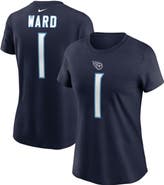 Nike Women's Nike Cam Ward Navy Tennessee Titans 2025 NFL Draft First Round Pick Name & Number T-Shirt