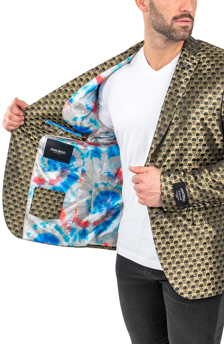 Maceoo Skullrepeat Green Jacquard Blazer, Alternate, color, Green