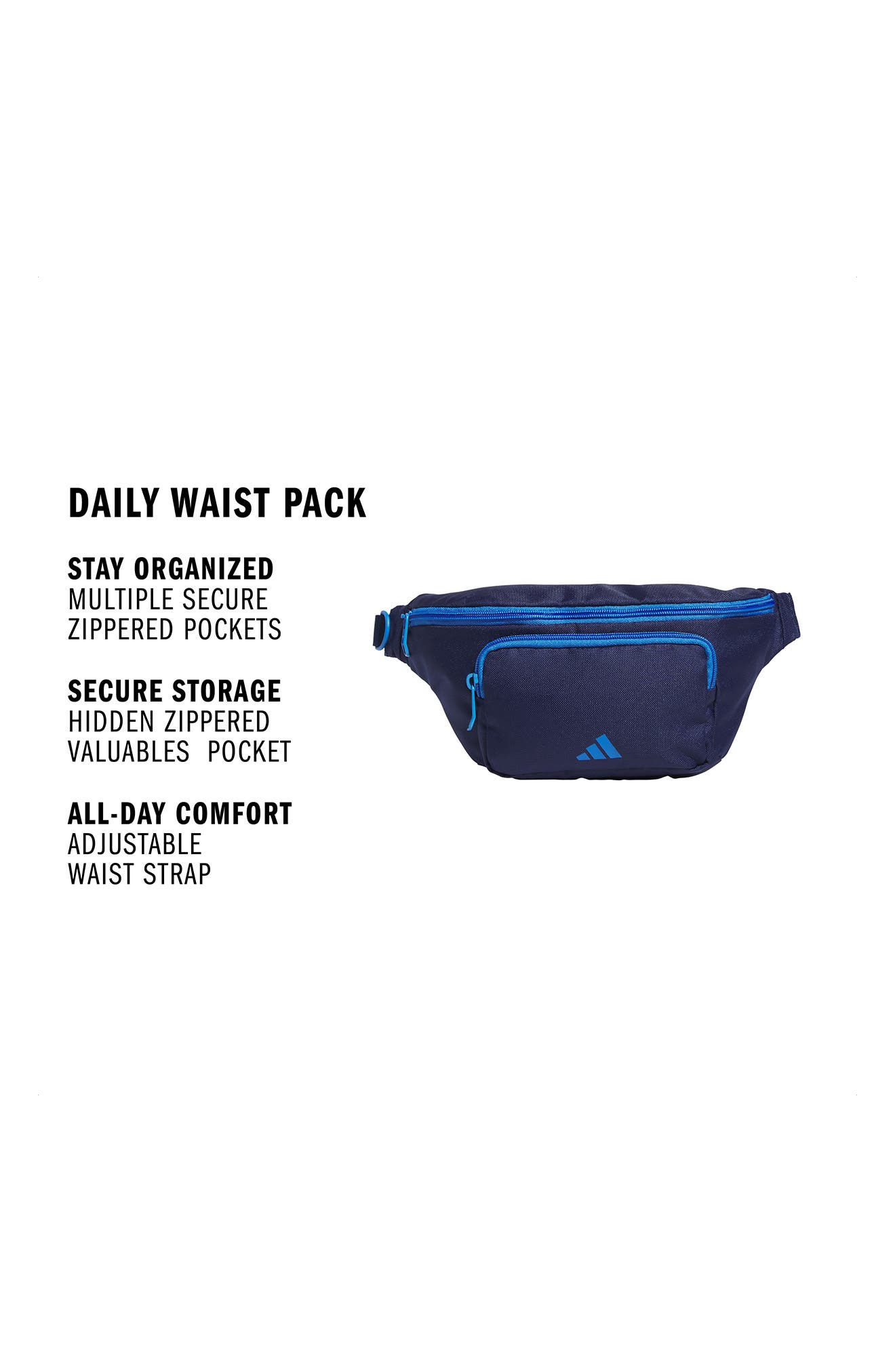 adidas Daily Waist Pack, Alternate, color, Dark Blue/Ray Blue