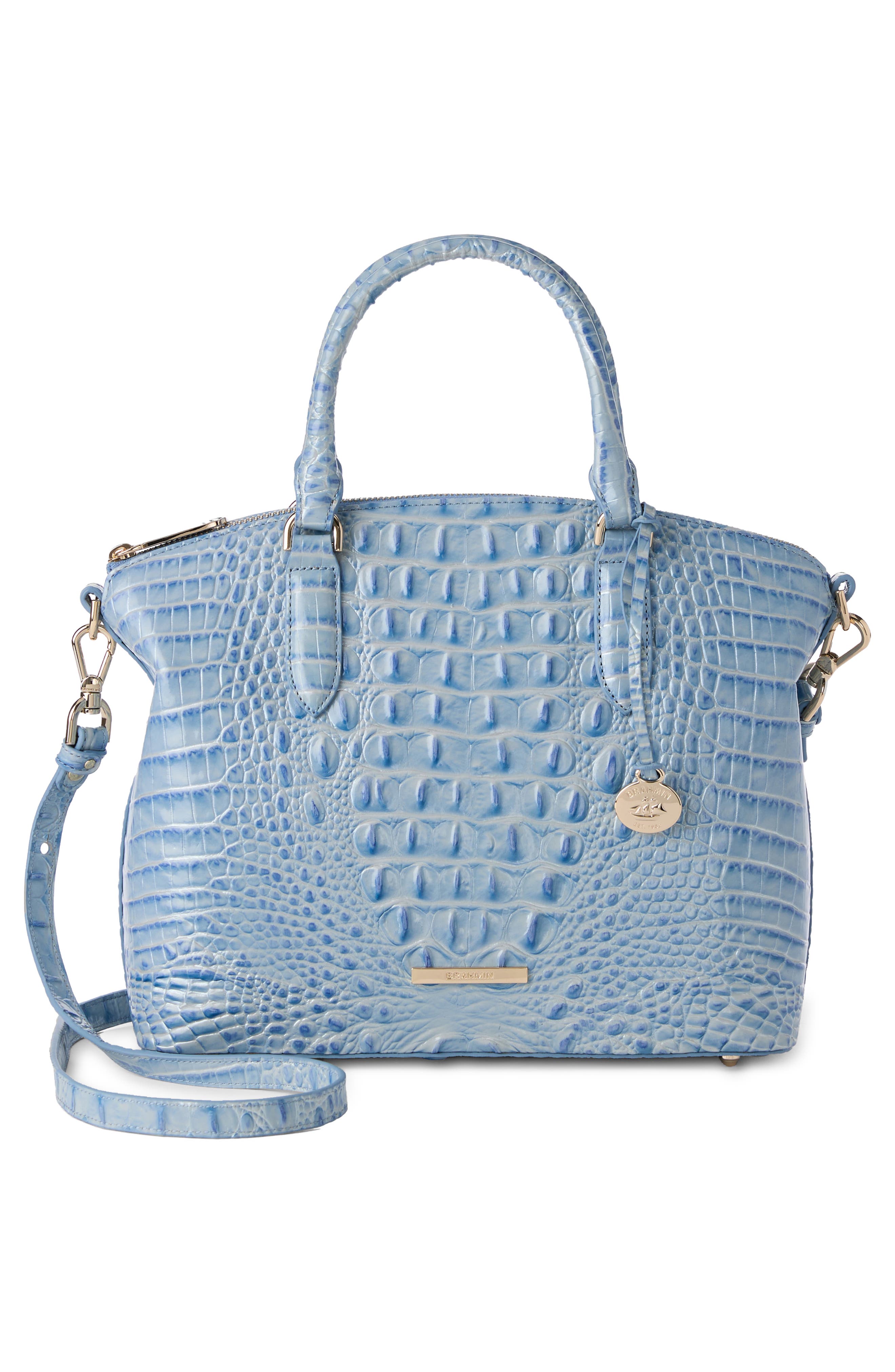 Brahmin Duxbury Croc Embossed Leather Satchel, Alternate, color, 