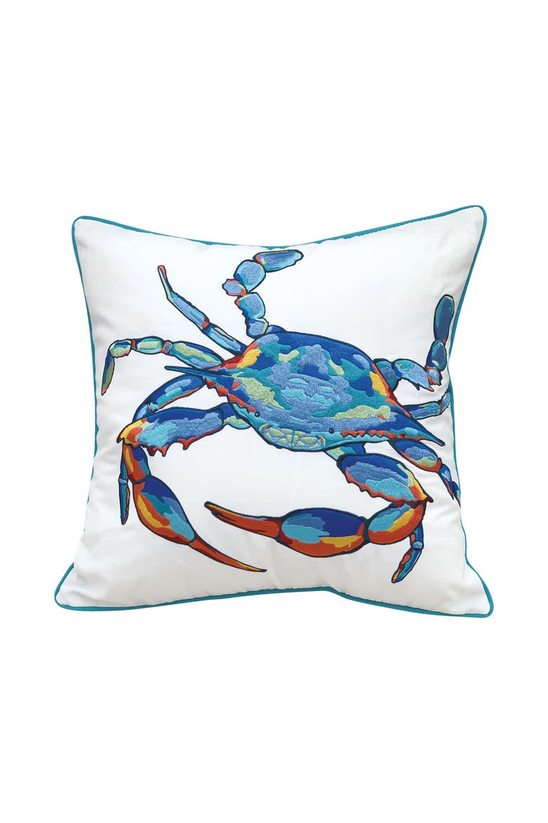 Tropical Punch Happy Crab Indoor/Outdoor Accent Throw Pillow 18" x 18", Main, color, Blue