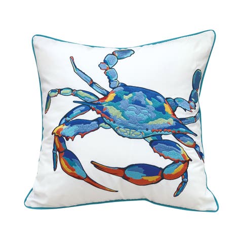 Tropical Punch Happy Crab Indoor/Outdoor Accent Throw Pillow 18" x 18"