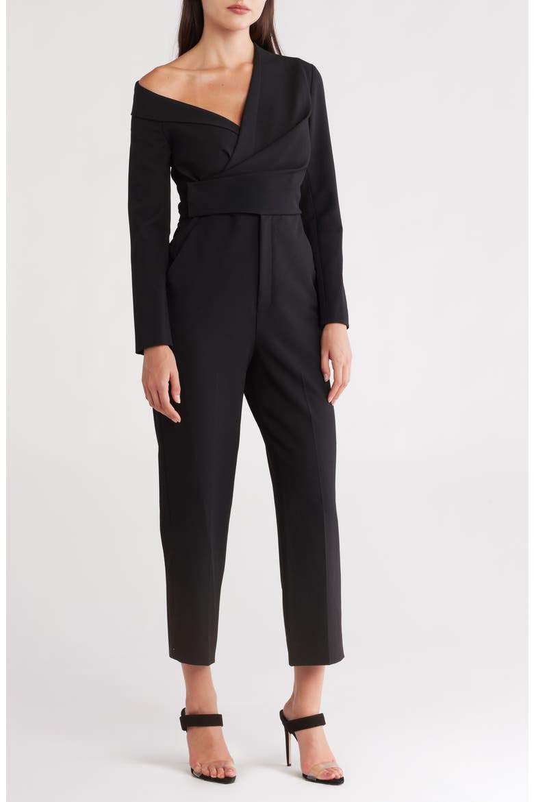 Skyla One Shoulder Blazer Jumpsuit, Main, color, BLACK