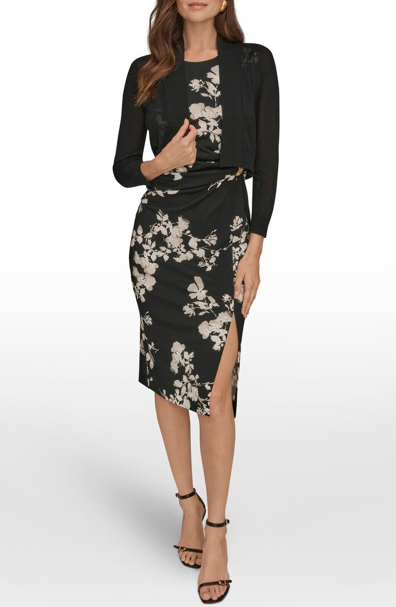 Donna Karan New York Open Shrug Cardigan, Alternate, color, Black