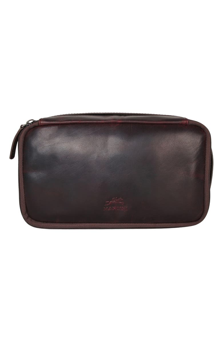 Mancini Buffalo Collection Classic Toiletry Kit, Main, color, Brown
