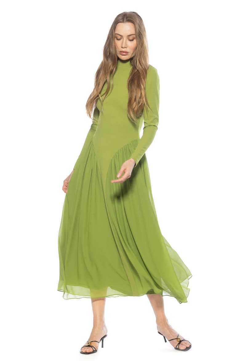 ODETTE MOCKNECK MIDI DRESS, Alternate, color, SAGE
