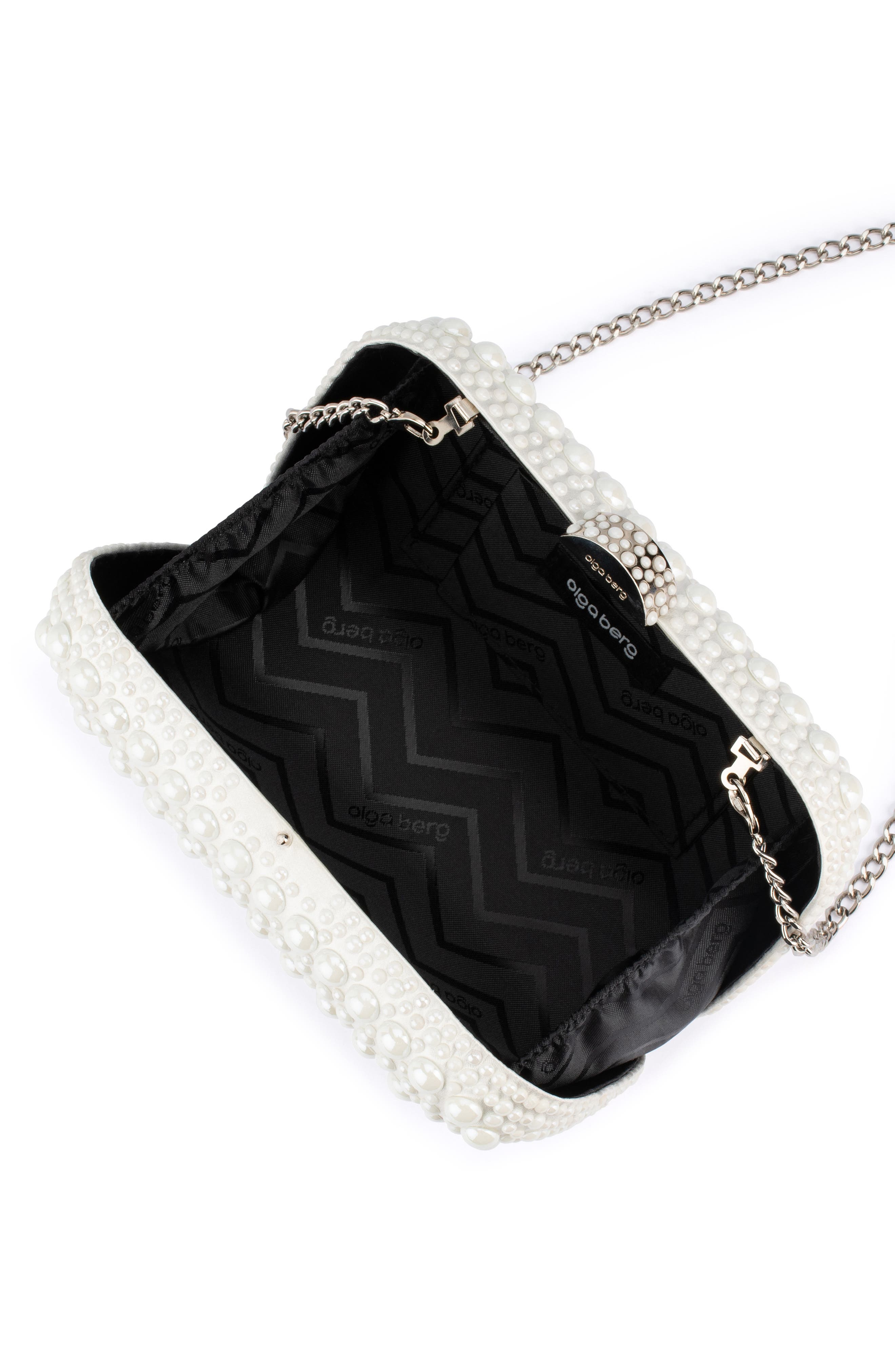 Olga Berg Ari Hotfix Imitation Pearl Clutch, Alternate, color, 