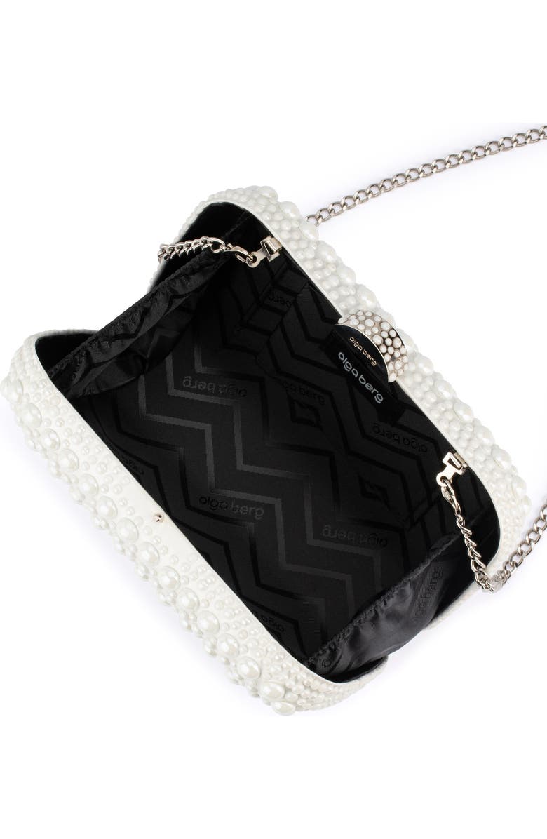 Olga Berg Ari Hotfix Imitation Pearl Clutch, Alternate, color,