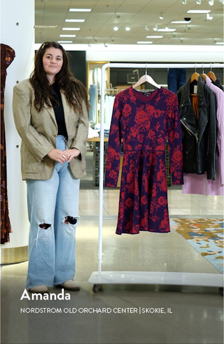 Floral Long Sleeve Sweater Dress, sales video thumbnail