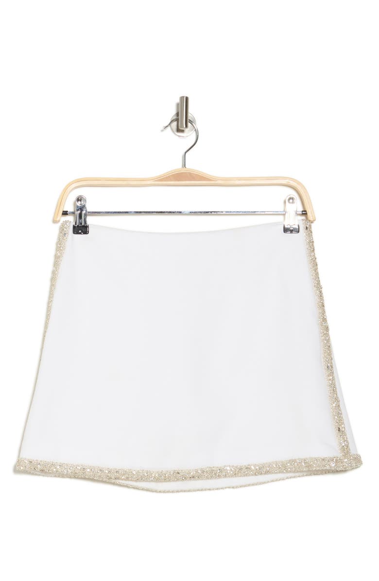 Alice + Olivia Riley Embellished A-Line Miniskirt, Alternate, color, Off White