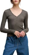 VELVET Winona Pointelle Henley Tee
