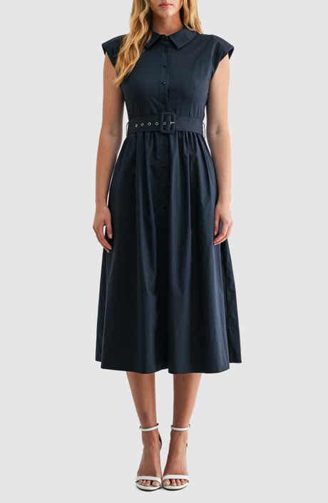 Mila Mae Belted A-Line Midi Shirtdress