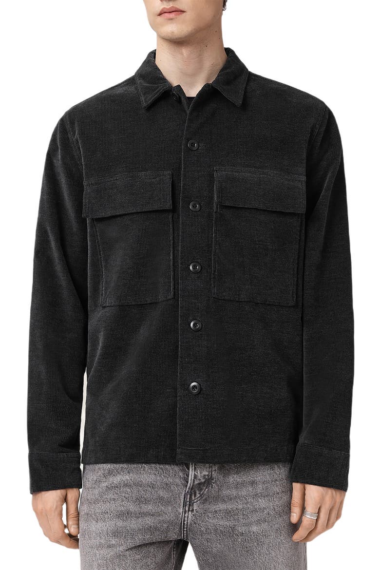 Hawker Stretch Corduroy Overshirt, Main, color, FADED BLACK