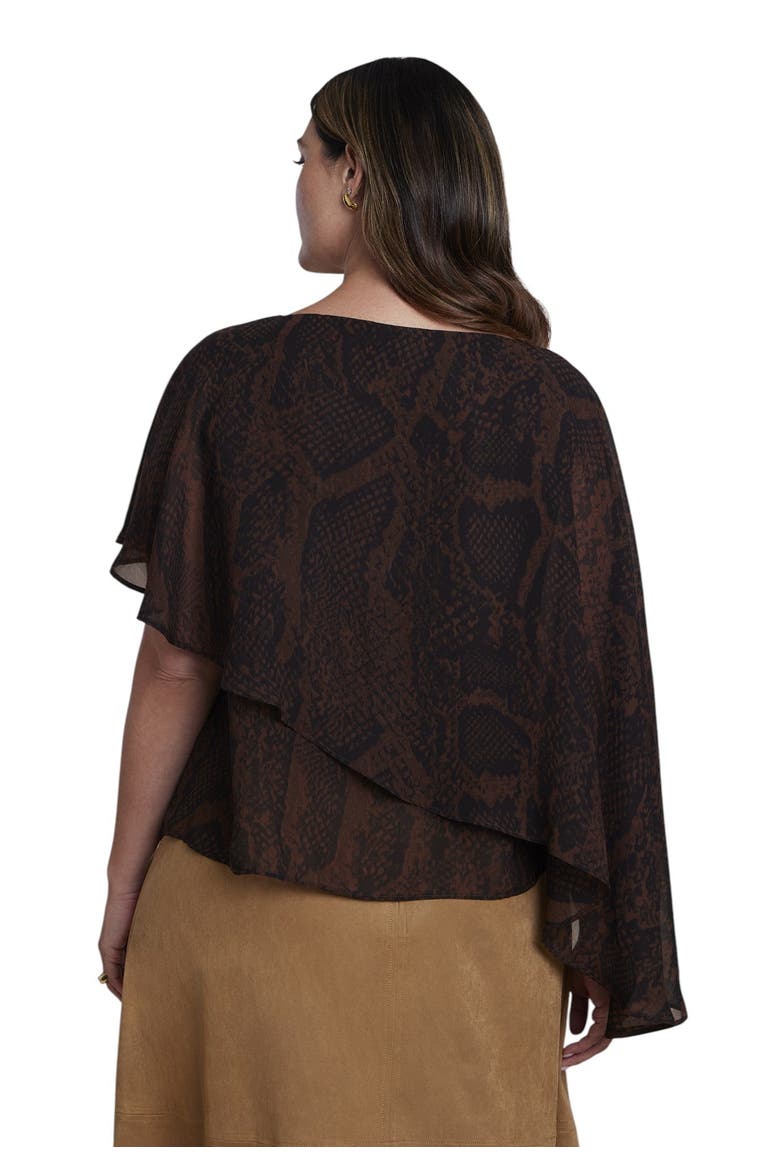 Asymmetrical Chiffon Cape Top (plus), Alternate, color, SNAKE TEXTURE