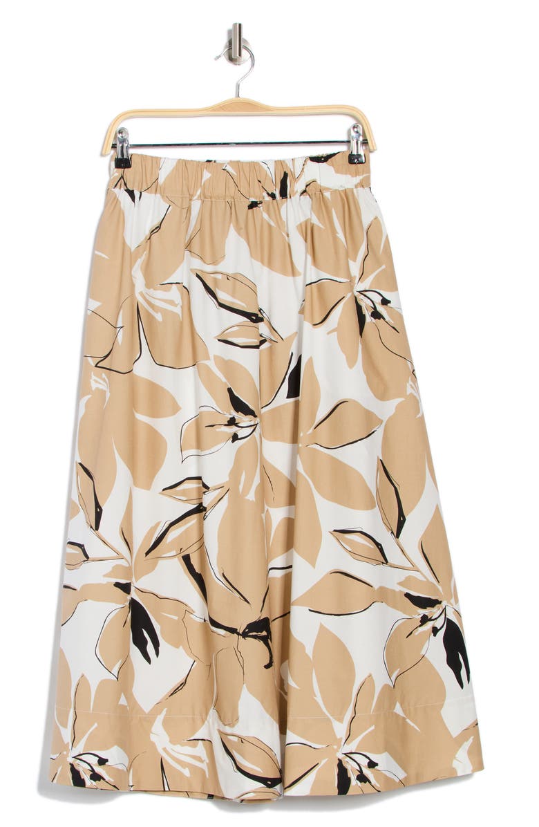 Ellen Tracy Cotton Poplin Skirt, Alternate, color, Sand / White Lilies
