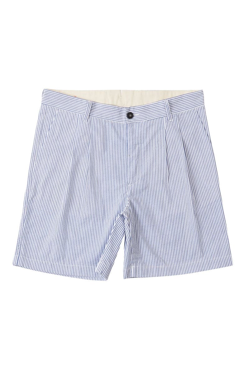 Striped Seersucker Bermuda Shorts, Main, color, BLUE