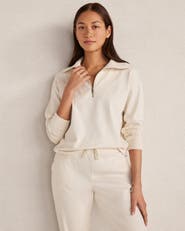 Haven Well Within Botanical-Dyed Organic Cotton Interlock Half-Zip Top