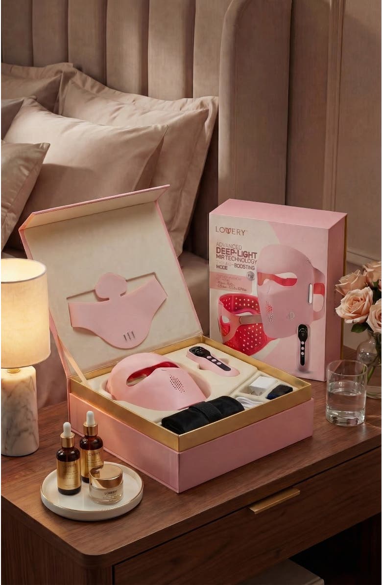 Lovery 4D LED Light Therapy Mask and Neck Set with Near-Infrared Light - Medical Grade Silicone - Anti aging Skin Rejuvenation, Alternate, color, Pink