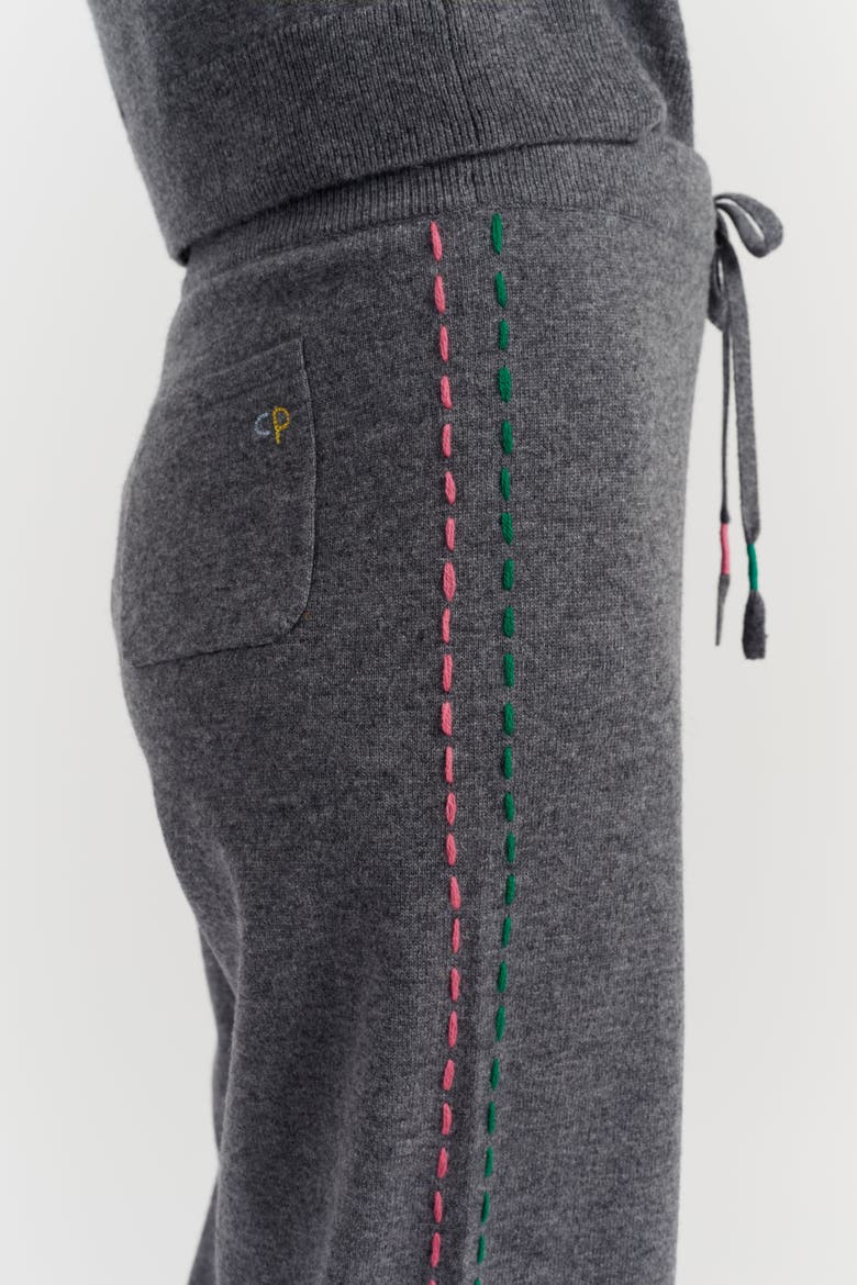 Wool-Cashmere Peanuts Stripe Wide Leg Track Pants, Alternate, color, Grey