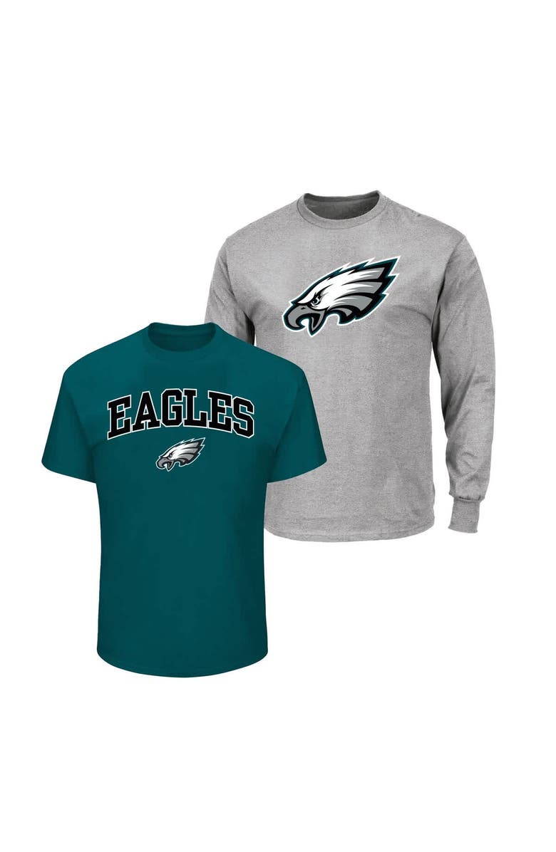 FANATICS Men's Fanatics  Kelly Green/Heather Gray Philadelphia Eagles Big & Tall 2-Pack T-Shirt Set, Main, color, Kelly Green