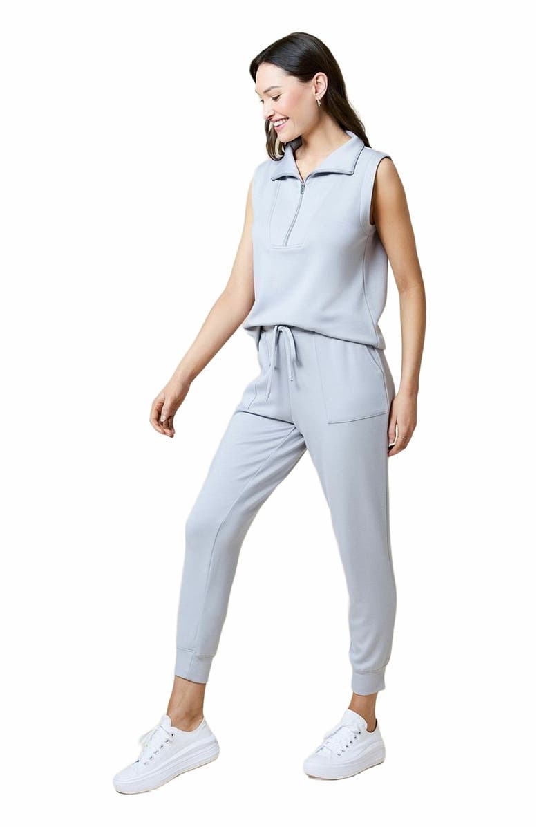 Softies Athleisure PureDream 1/4 Zip Sleeveless Jogger Lounge Set, Alternate, color, Grey