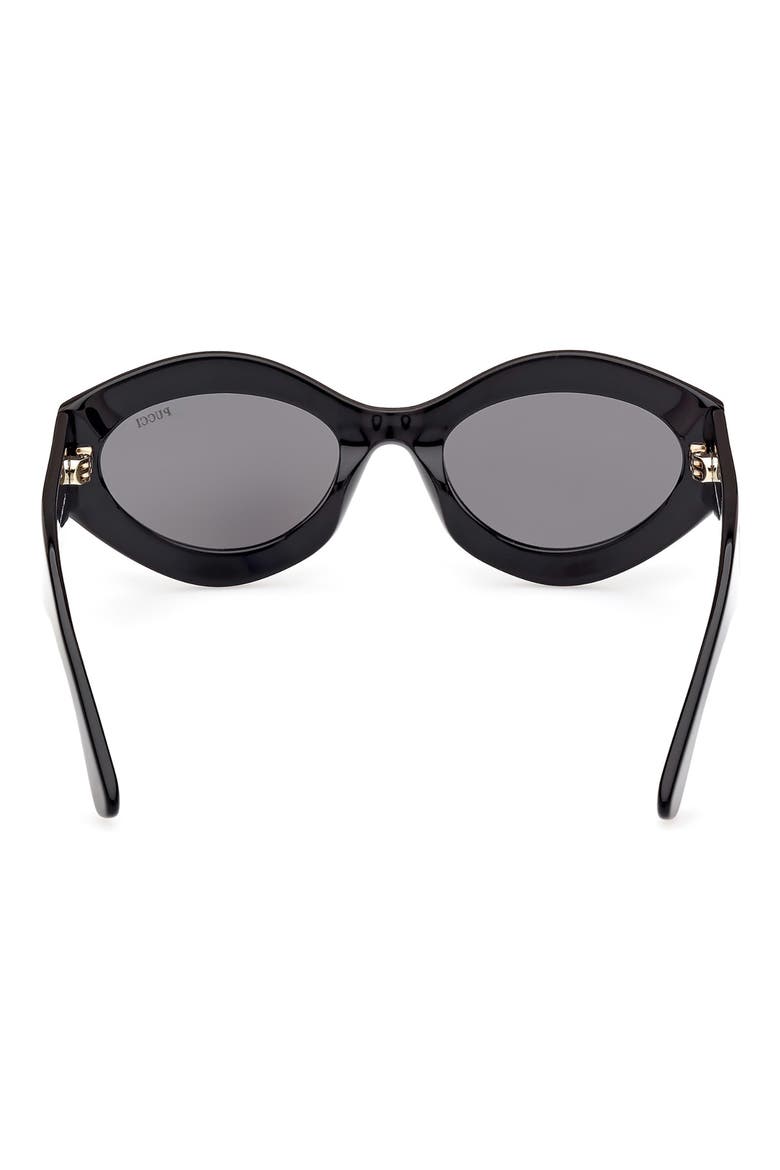 54mm Geometric Sunglasses, Alternate, color, SHINY BLACK / SMOKE
